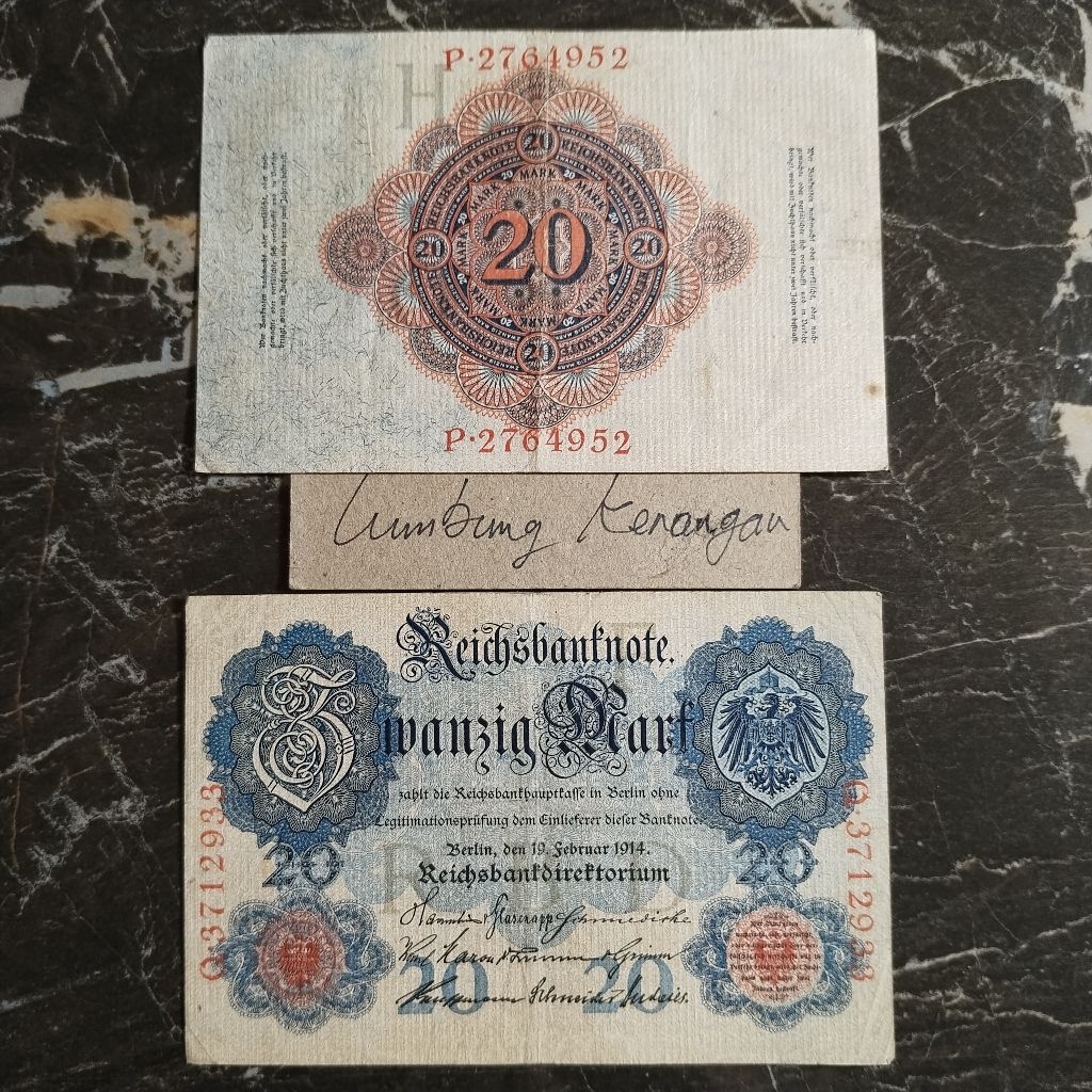 uang asing Jerman 20 Mark 1914