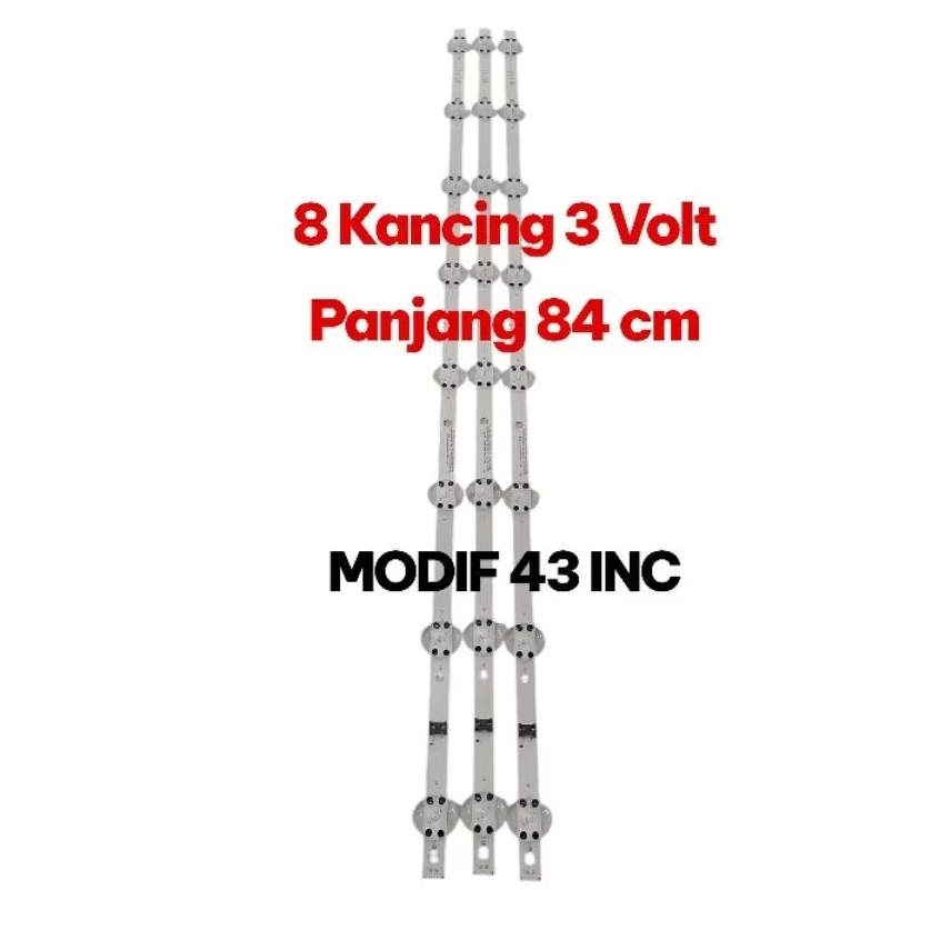 LAMPU TV LED - BL - BEKLITE - BACKLIGHT - 8 KANCING 3 VOLT - 8K 3V PANJANG 84CM