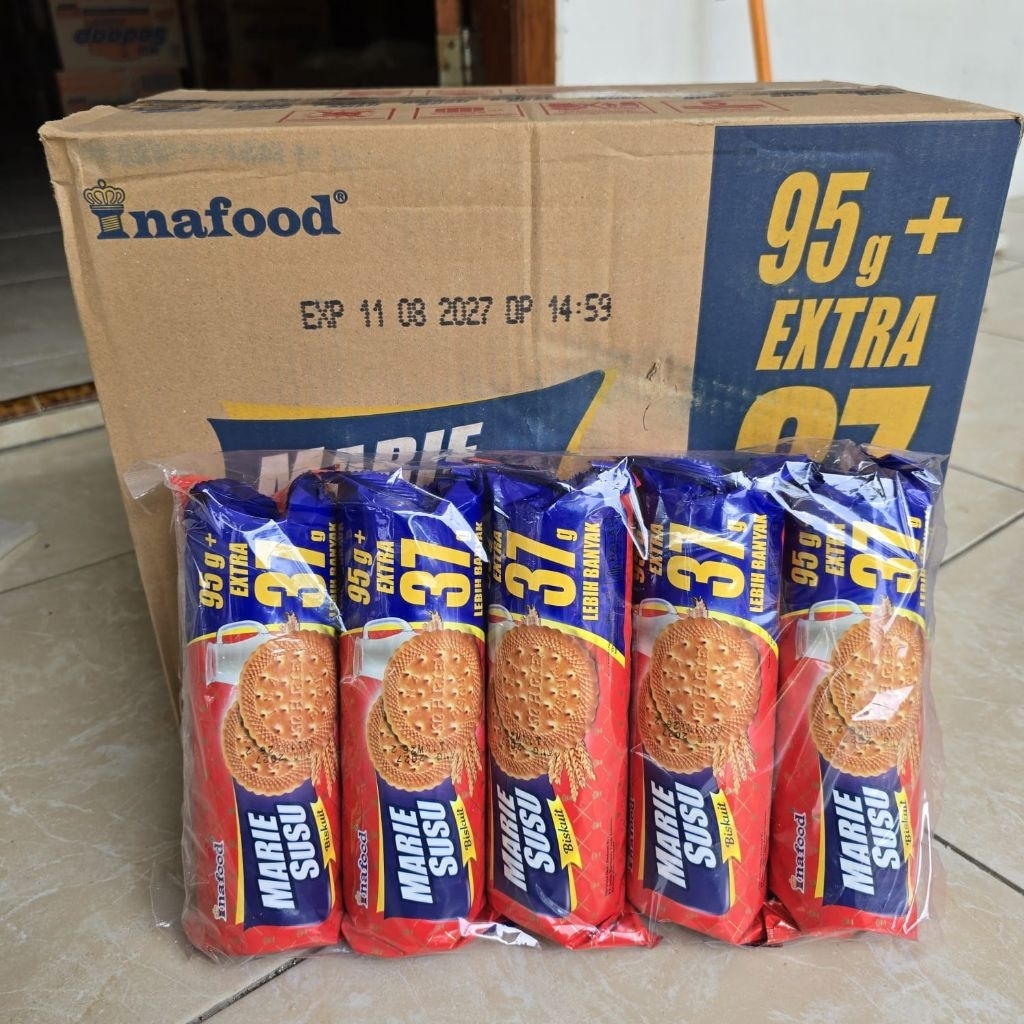 ( KARTONAN / 30 pcs ) Inafood Marie Susu biskuit extra 37gr