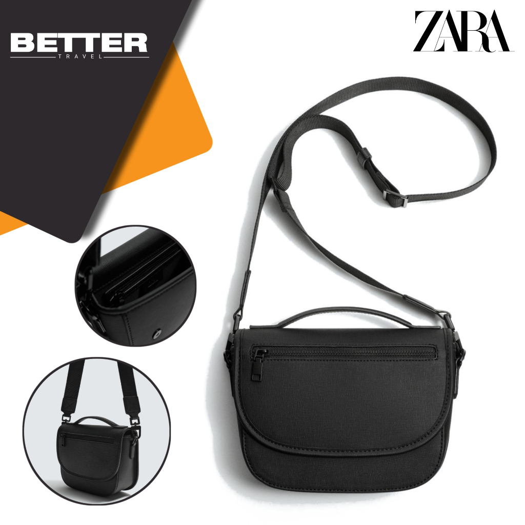 Tas selempang pria flap magnetic ZARA crossbody bag kasual formal sling bag