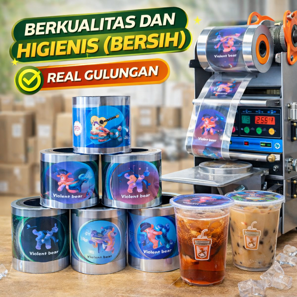 Lid Cup Sealer Plastik 1200 & 2000 cup Motif Star Bear Segel Kuat Food Grade Tahan Panas | Segel gel