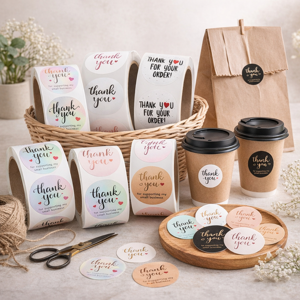Stiker Thank You Bulat – Sticker Ucapan Terima Kasih Untuk Packing Olshop / UMKM