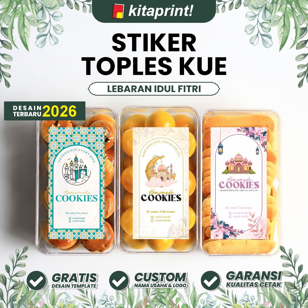 Stiker Toples Kue Lebaran  Stiker Segel Box Stiker Toples Kue Kering Idul Fitri