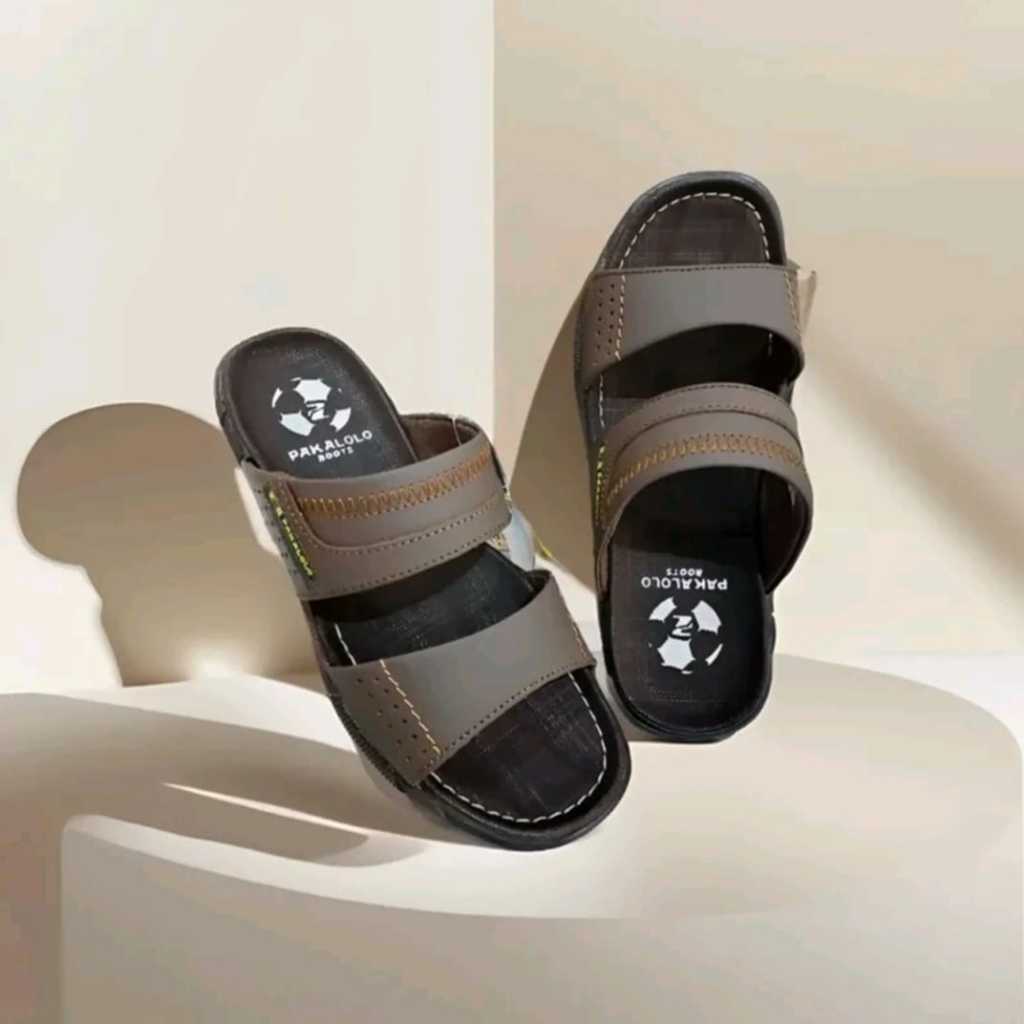 Sandal Kulit Pria Pakalolo Ban Dua Coklat Hitam Tan Ukuran 39-43