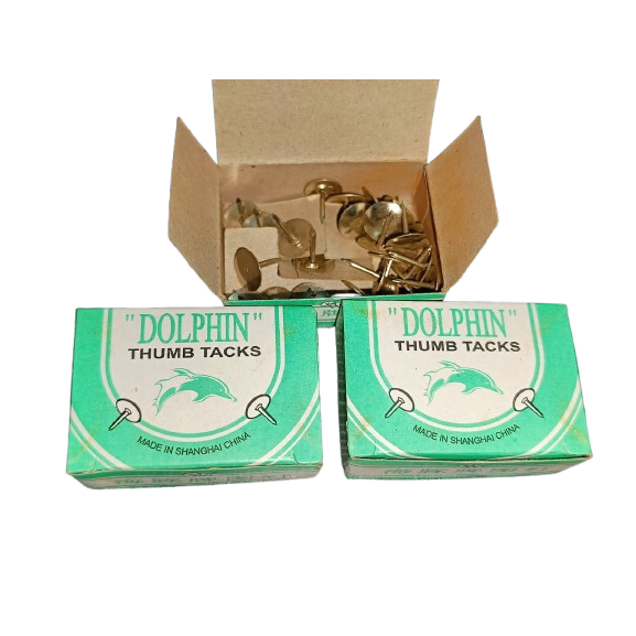 Paku Pines Dolphin 1 Kotak Kecil - Mading Thumb Tacks Paku Payung Tajam
