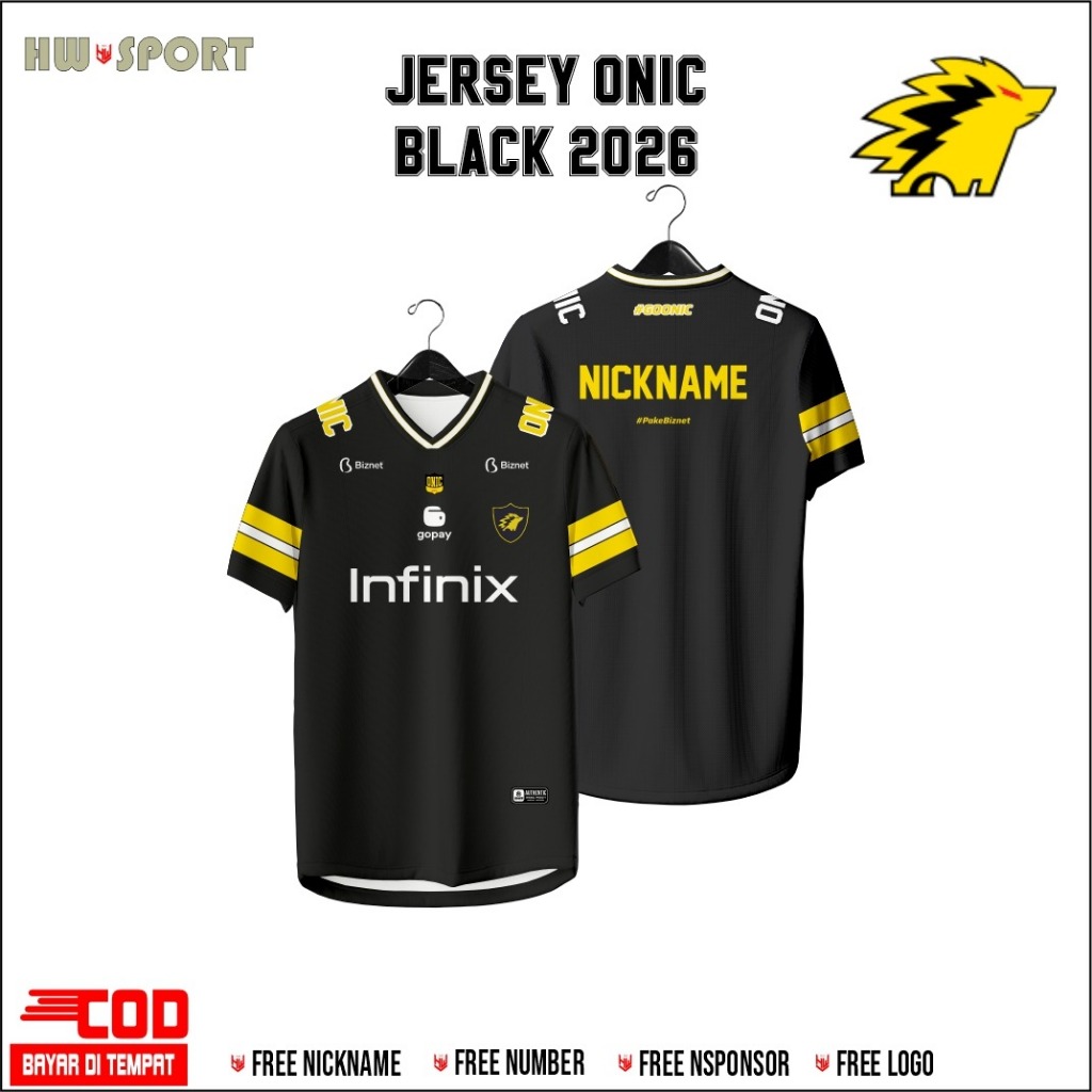 JERSEY ONIC ESPORTS BLACK AWAY TERBARU S16 2025 FULL PRINTING PREMIUM GRATIS NAMA