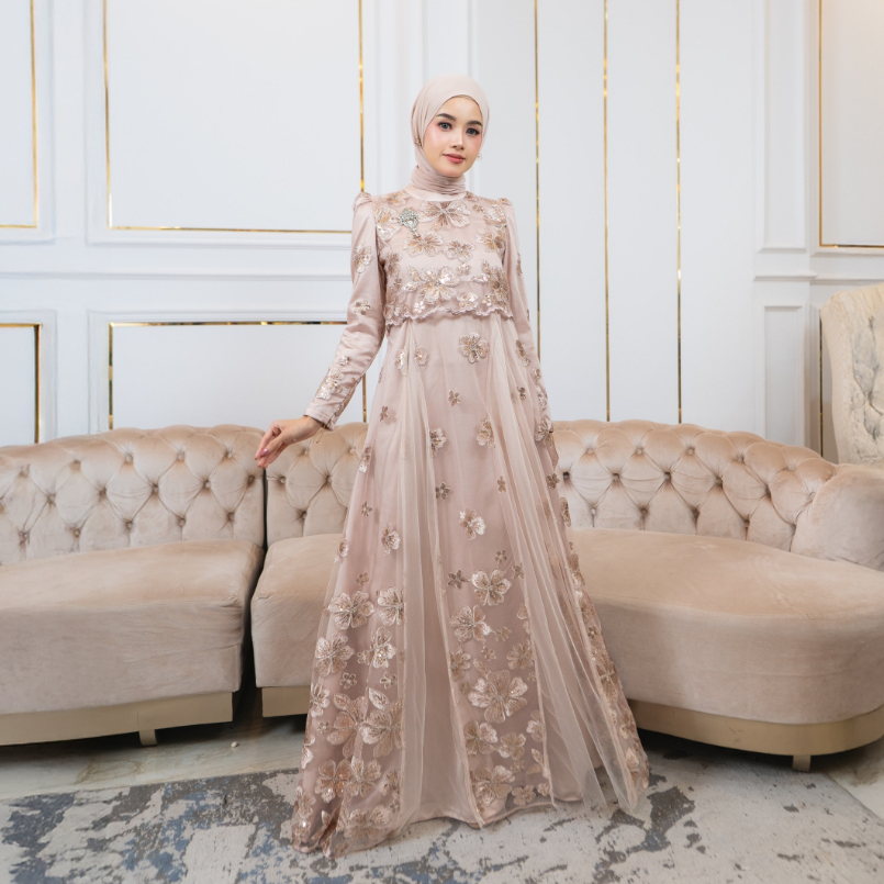 MYLYF OFFICIAL - ANZEL DRESS - A LINE - GAUN - PANJANG - RESEPSI LAMARAN PREWED LEBARAN BUKBER - WAN