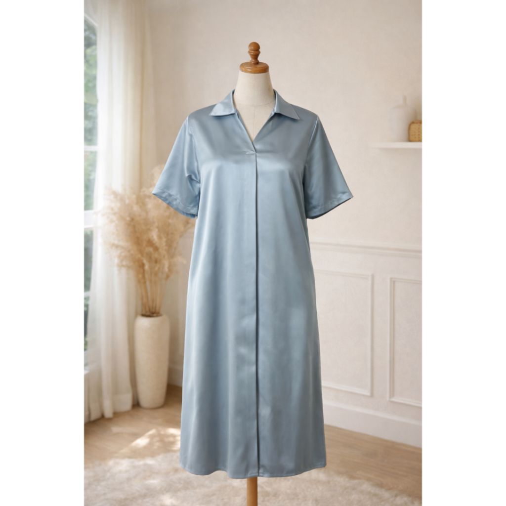 Dress Midi  Wanita Velvet Polos Premium – Midi Dress Hitam Elegan Simple Casual Formal Kekinian Harg