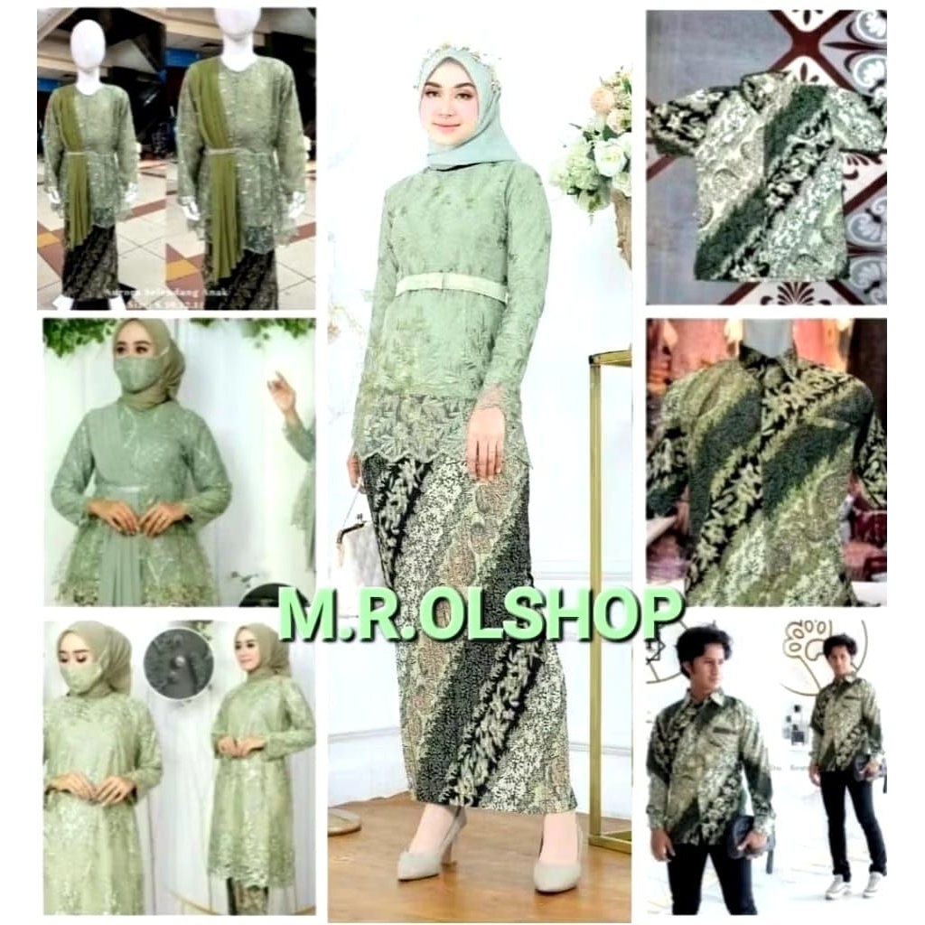 KEBAYA COUPLE KELUARGA/KEBAYA SAGE GREEN/COUPLE KEBAYA BATIK/KEBAYA MODEL