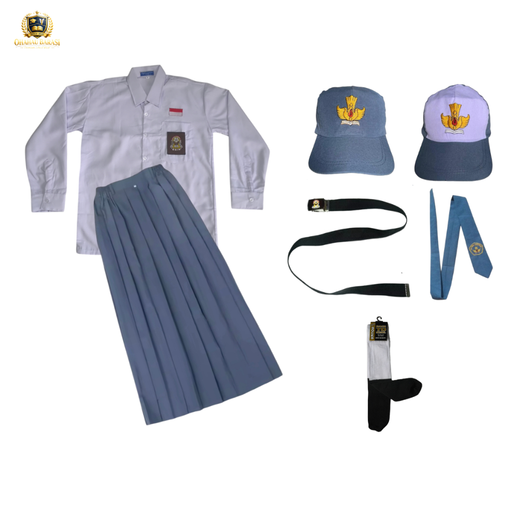 Setelan seragam sekolah SMA anak perempuan baju panjang rok panjang Set Seragam SMA Perempuan Wanita