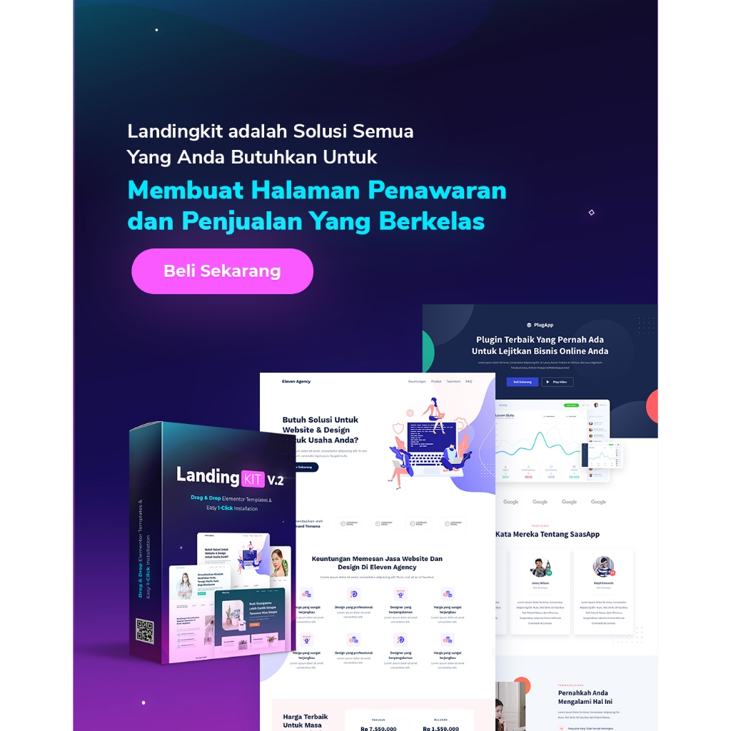 LANDINGKIT – TEMPLATE LANDING PAGE ELEMENTOR SIAP PAKAI