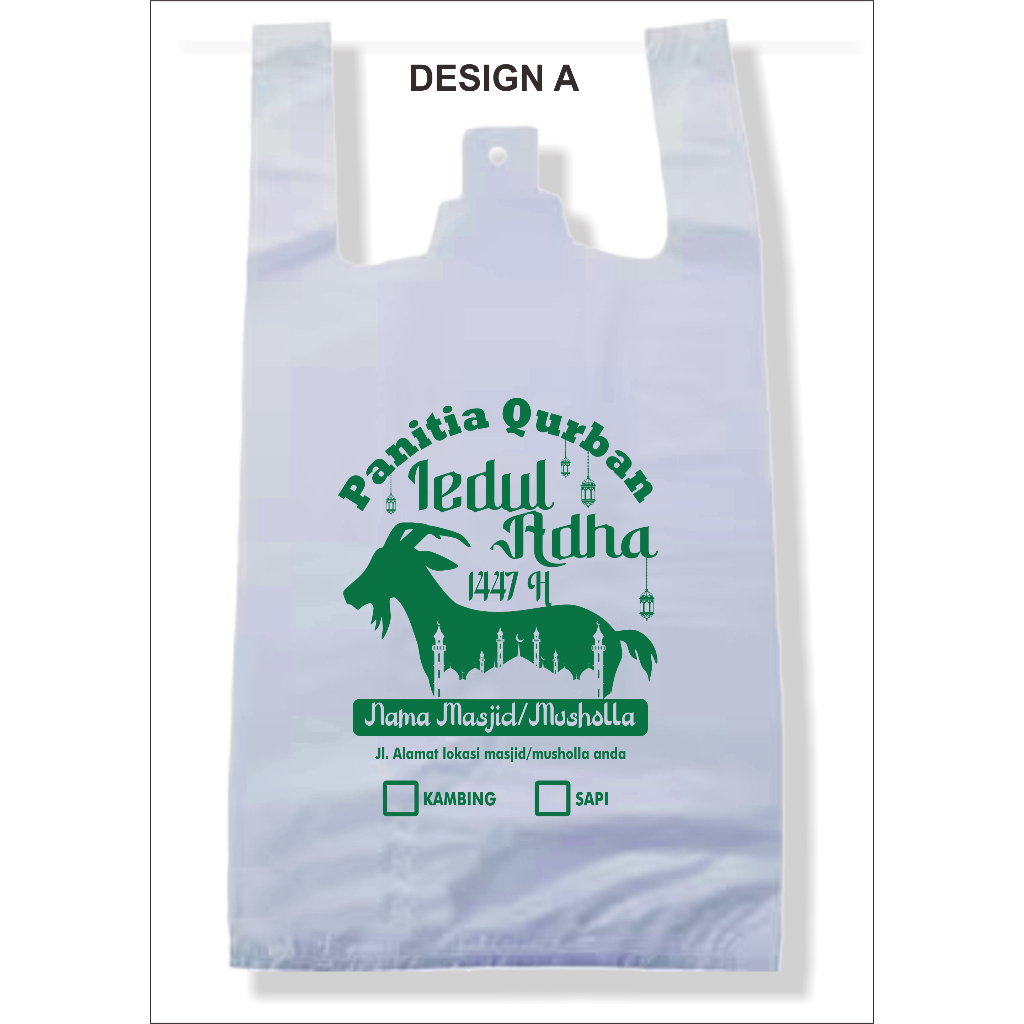 Paket Hemat Sablon Kresek putih Isi 50pcs Ukuran 20x30 cm Sablon 1 Warna 1 Sisi