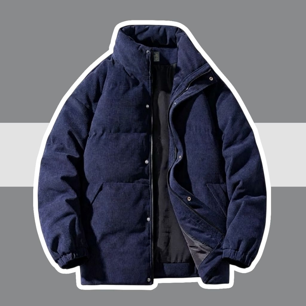 WINTER JACKET CORDUROY MEN PUFFER SOFT POLYESTER MANTEL PRIA