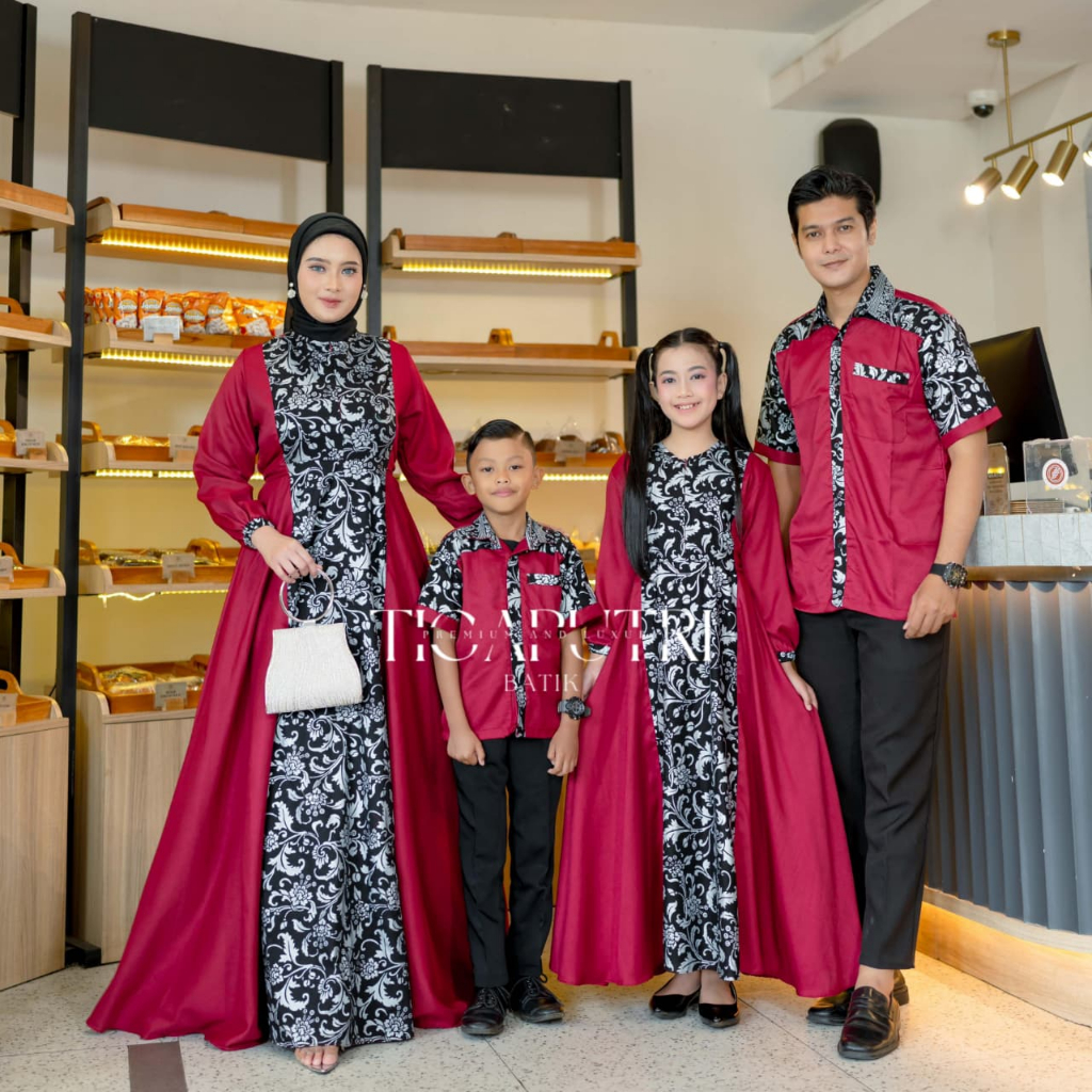 Baju batik cople gamis moscrep couple pasangan muslim sarimbit keluarga gamis suami istri kapel kond