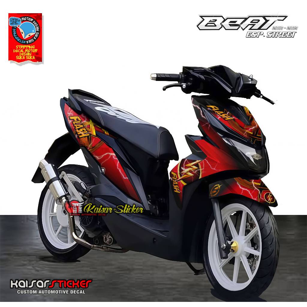 Decal Stiker Beat Fi Esp Full Body Desain Grafis - Variasi Beat 2016 2017 2018 2019 Motif Flash