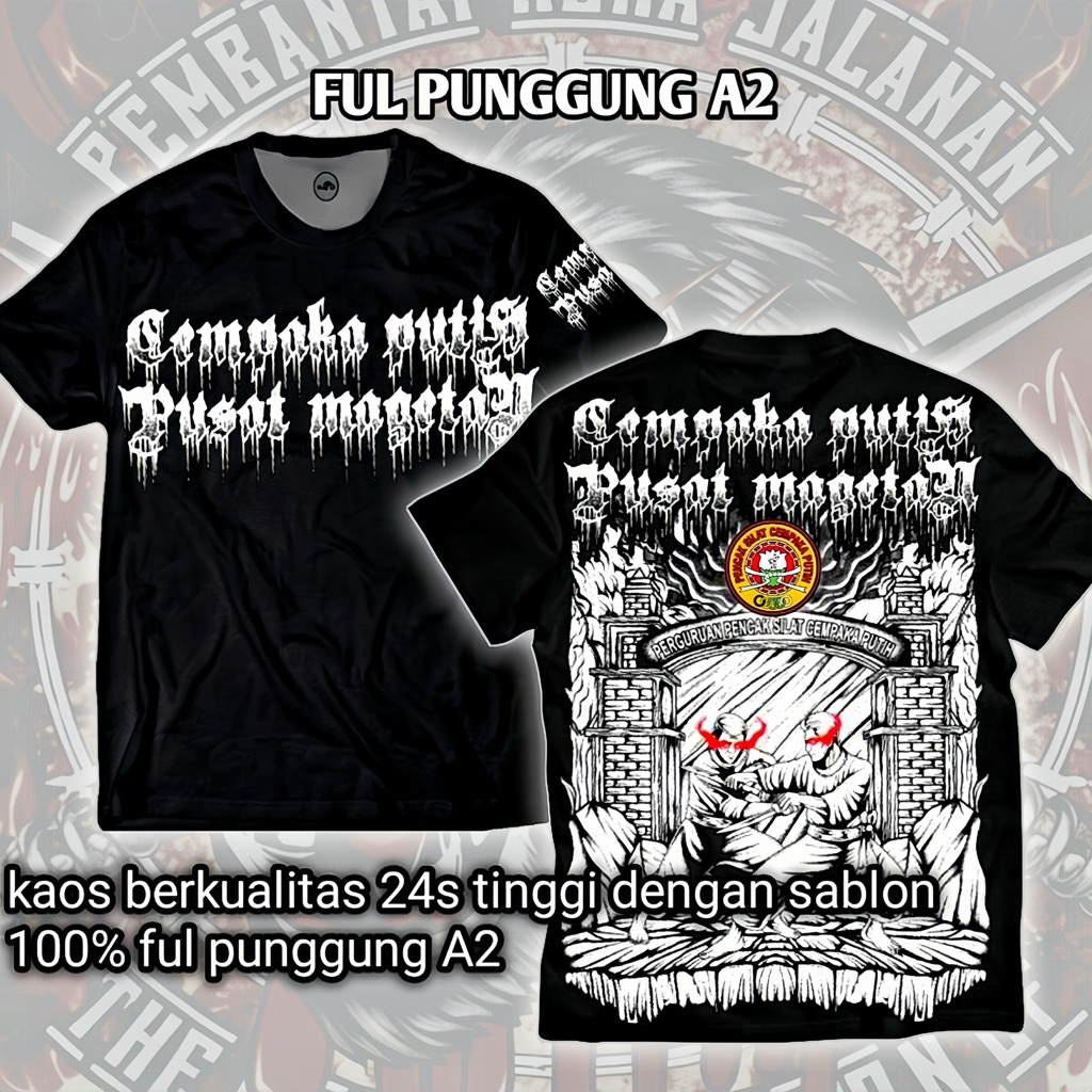 kaos pscp cempaka putih terbaru kaos distro disain terbaru PSCP CEMPAKA PUTIH ful ful punggung A2