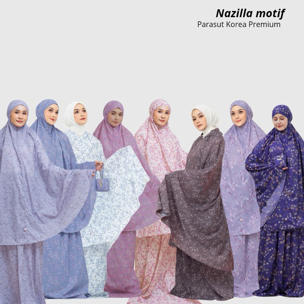 [TERBARU] Mukena Travel Dewasa Lovina Nazila Motif – Parasut | All Size | Premium | Easy To Go