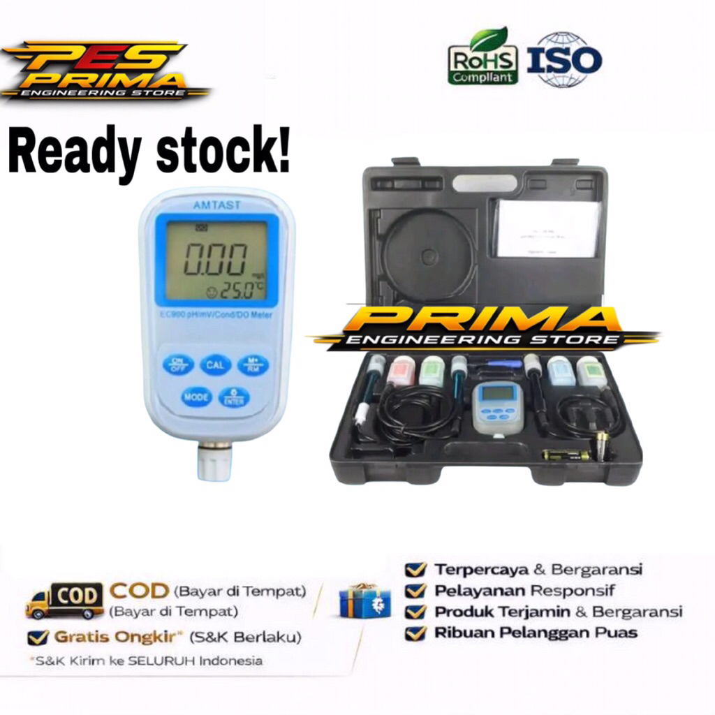 Alat Ukur Kualitas Air AMTAST EC900 EC 900 8in1 pH/mV Conductivity/DO