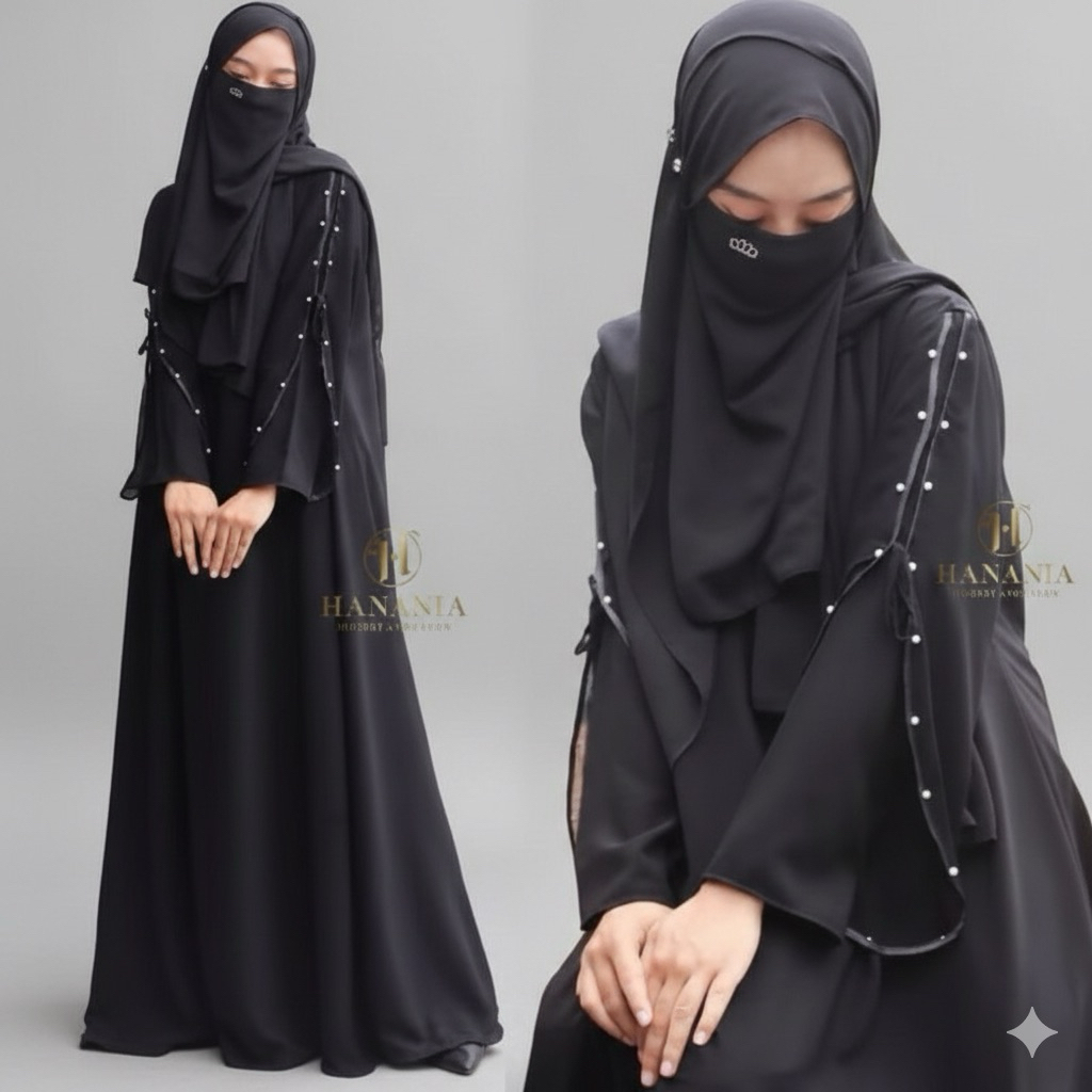Abaya Polos Gamis Hitam pekat Jetblack saudi dres mewah simpel umroh
