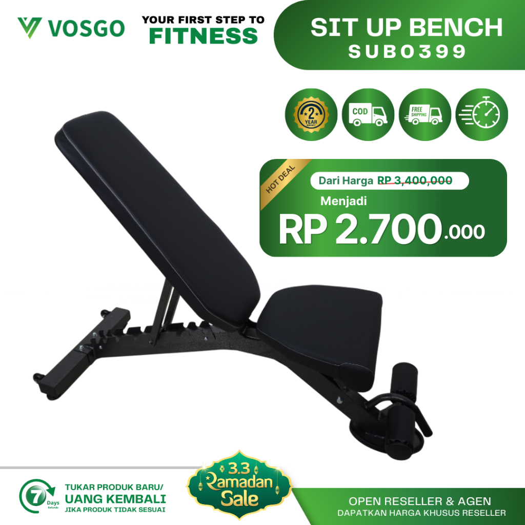 Alat Fitness Sit Up Bench Abdominal Adjustable Bench Vosgo