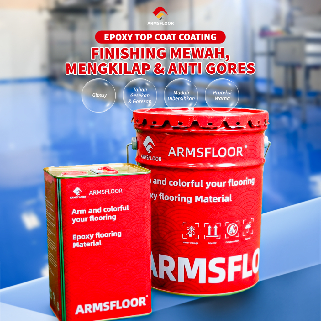 Cat Lantai Epoxy Top Coat 1 Set Lengkap (Top Coat + Hardener) | Industrial, Gudang, Pabrik, Rumah
