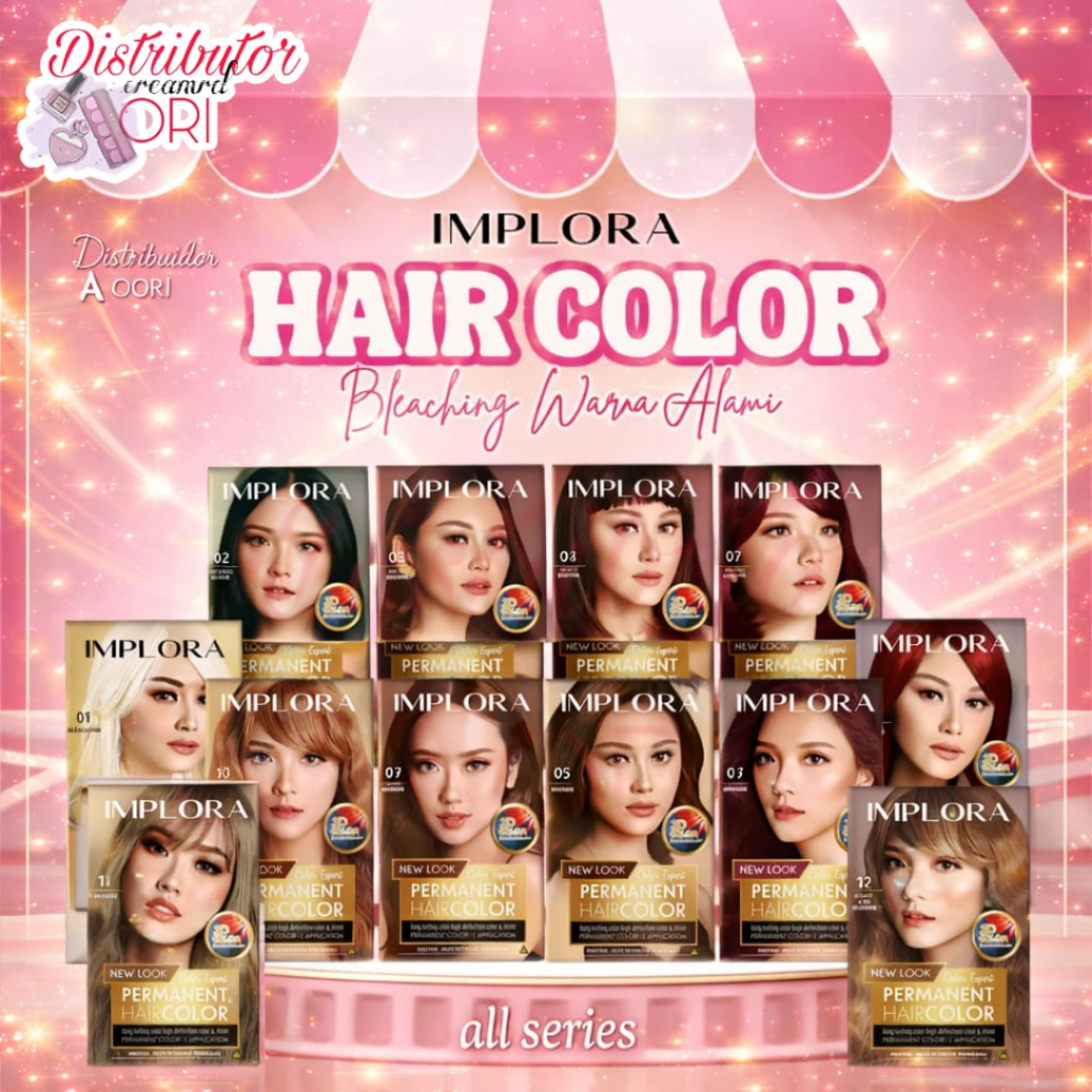 IMPLORA New Permanent Hair Color / Cat Rambut Perwarna Bleaching Warna Alami