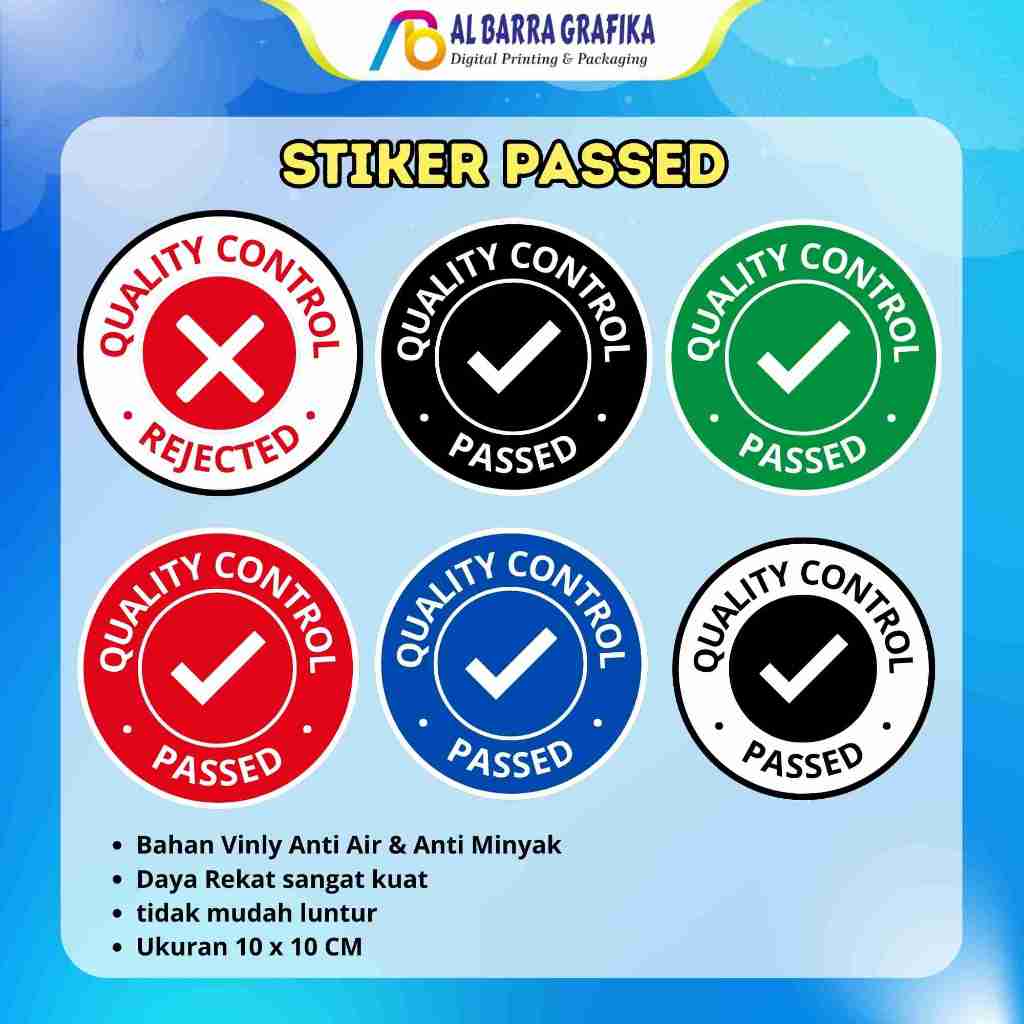 STIKER QUALITY CONTROL/STIKER VINYL QC QUALITY CONTROL PASSED