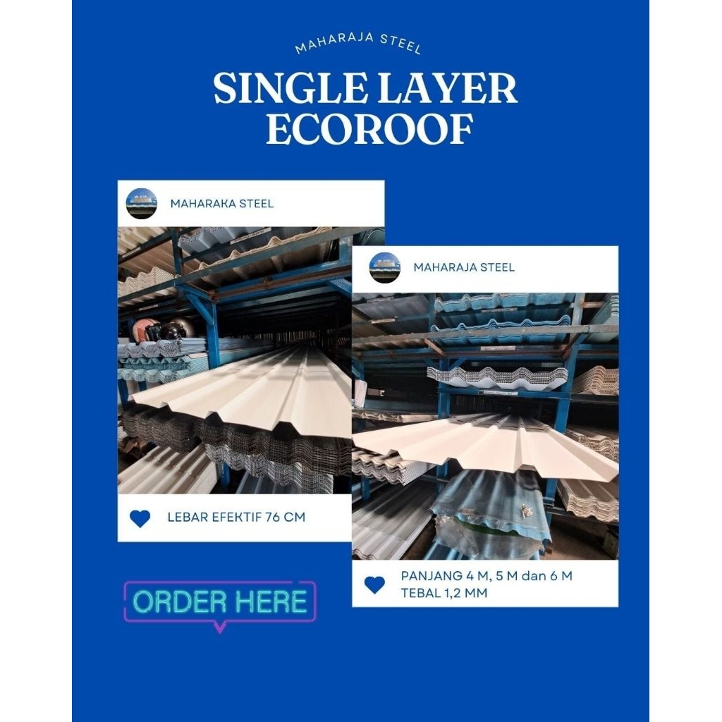 ATAP UPVC SINGLE LAYER ECOROOF LEBAR 75 CM