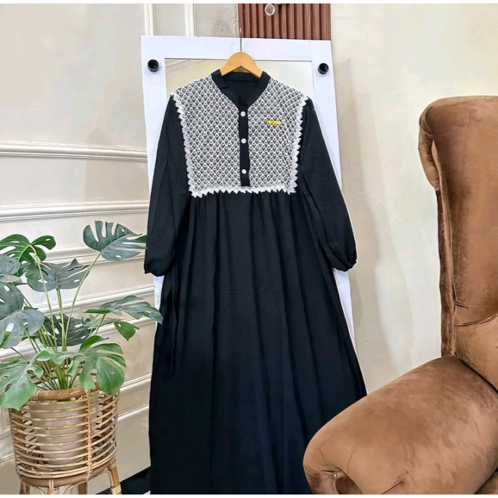 GAMIS RENDA BRUKAT KEKINIAN DRESS LENGAN PANJANG GAMIS TERBARU GAMIS JUMBO TURKEY BAJU WANITA MODEL 
