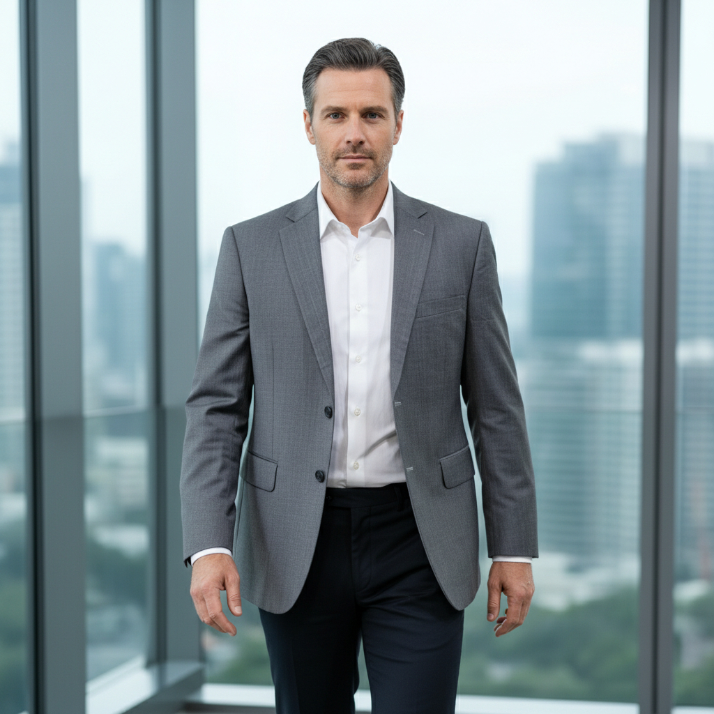 Baju Jas Ermenegildo Zegna Wool Slim Fit Silver Blazer Pakaian Acara Formal Bisnis Kerja Kantor