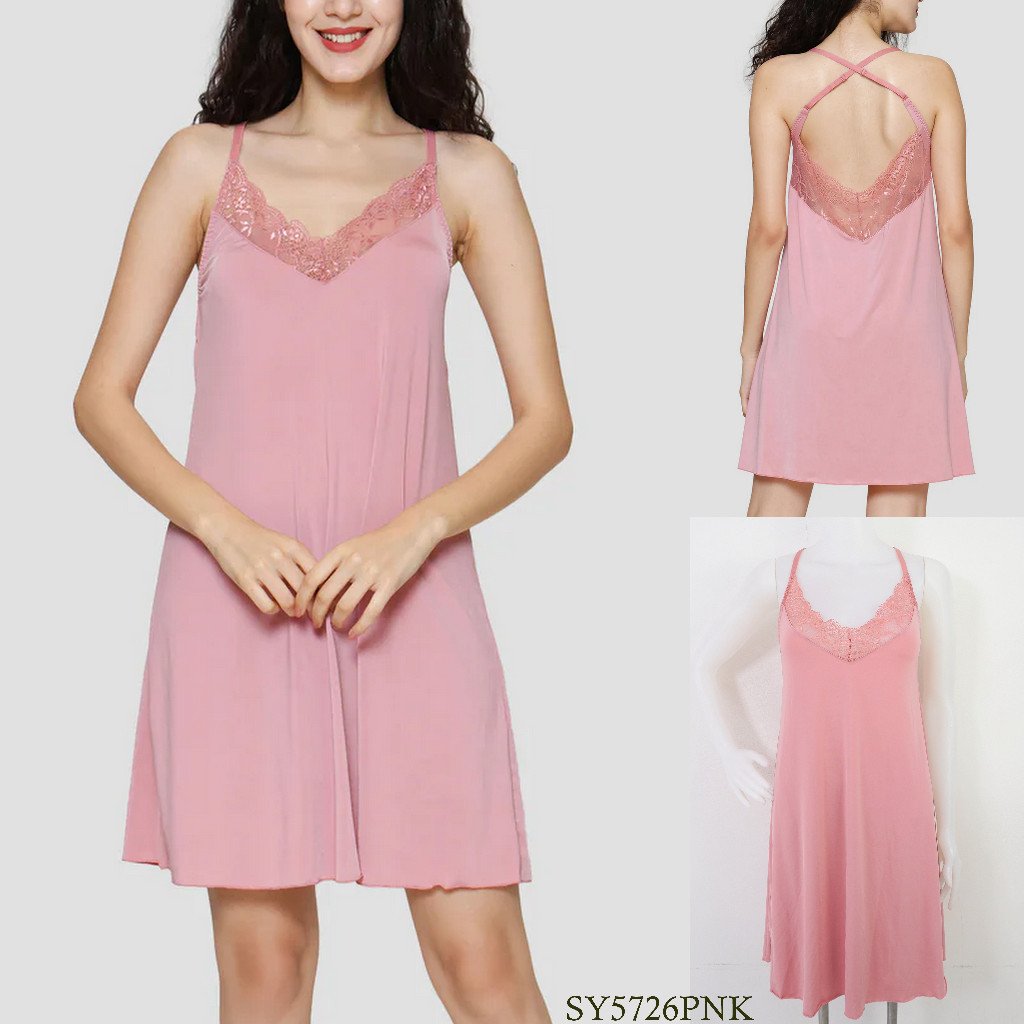 Lingerie / Baju Tidur Wanita Tanpa Busa ST YVES Mix Hias Lace Sleepwear Pakaian Dalam Daster Underwe