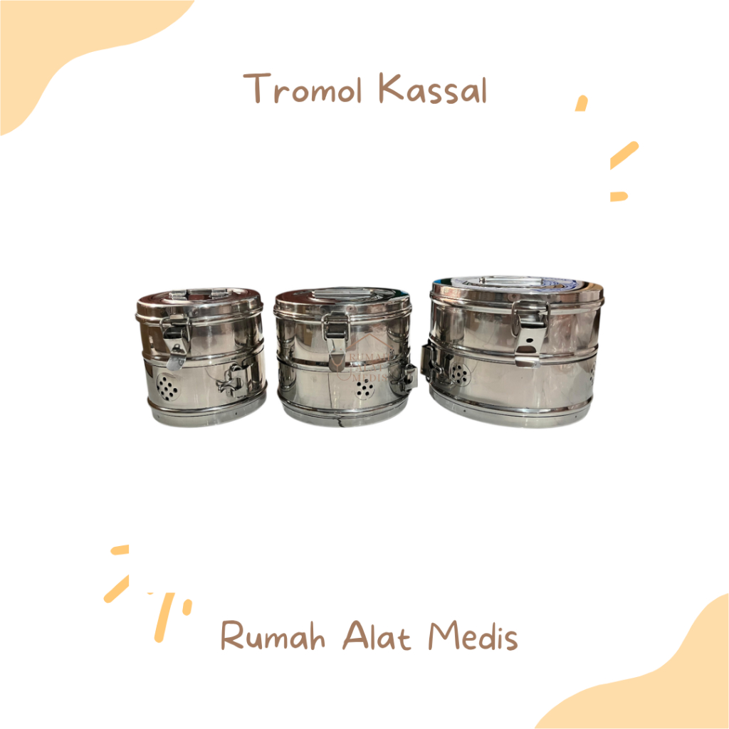 Marwa Dressing Drum / Tromol Kassa 12cm / 15cm / 18cm / Tromol Stainless / Tromol Sterilisasi