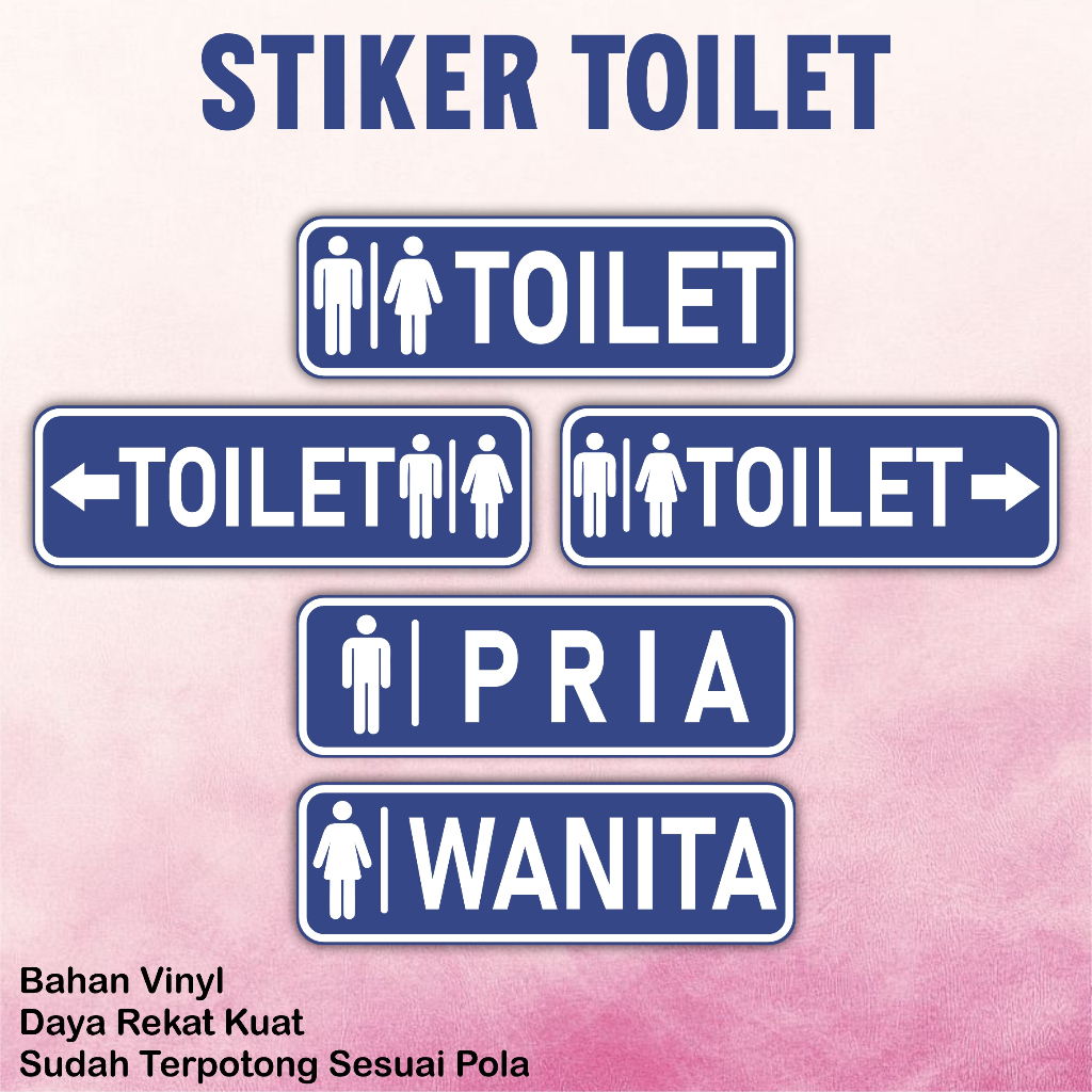 Sticker Petunjuk Arah Toilet - Stiker Vinyl Sudah Cutting - Sticker Arah Toilet