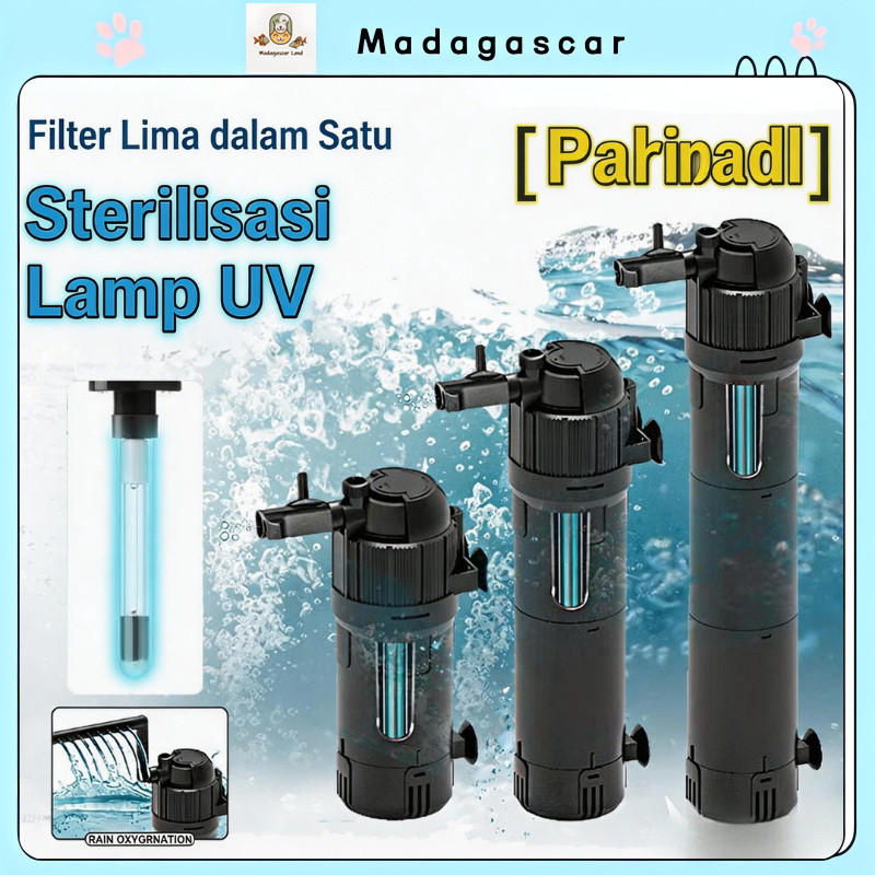 [MADA]Filter Akuarium 3-in-1 Amazon | Sistem Sterilisasi UV, Oksigenasi, dan Pompa Air Senyap | Sist