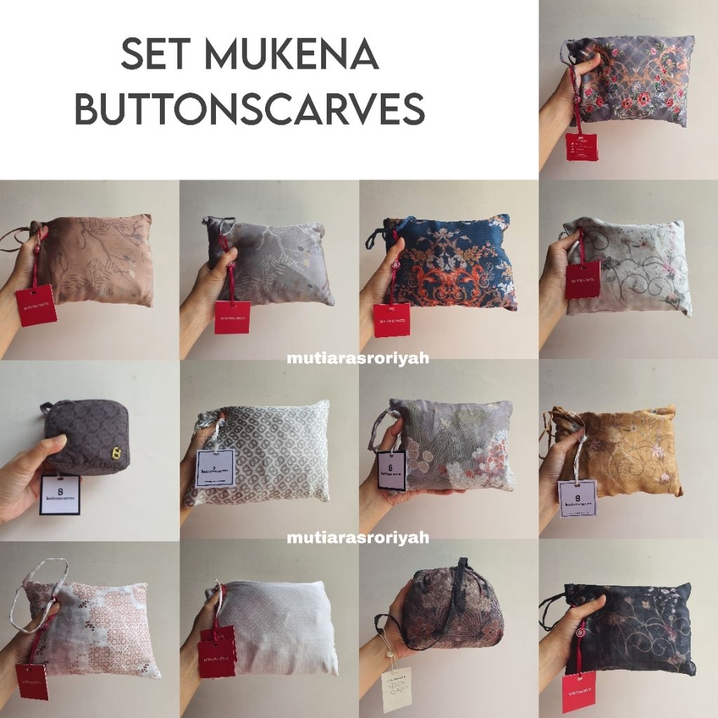 READY STOCK Buttonscarves Prayer Robe Motif Lawas BS Warehouse Sale Set Mukena Silk As Is Item
