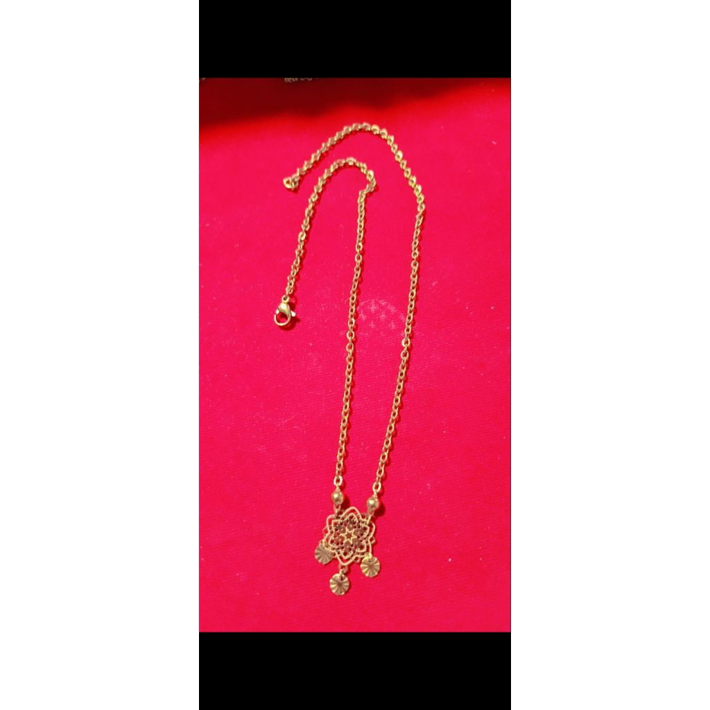 kalung Dubai kecil titanium asli berlapis emas asli 23 krat