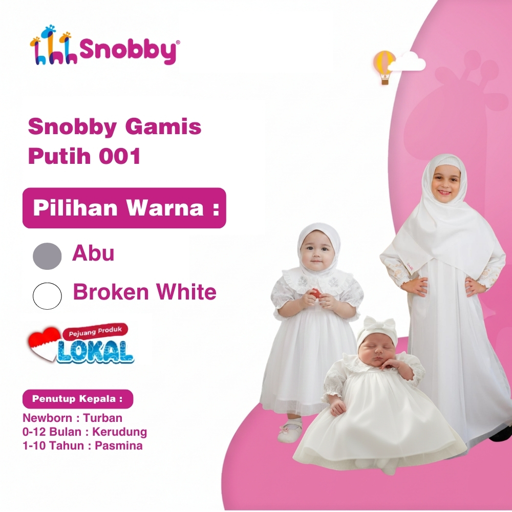 Snobby Apparel Gamis Sarimbit Perempuan Putih – Dress MuslimToyobo Tille Premium