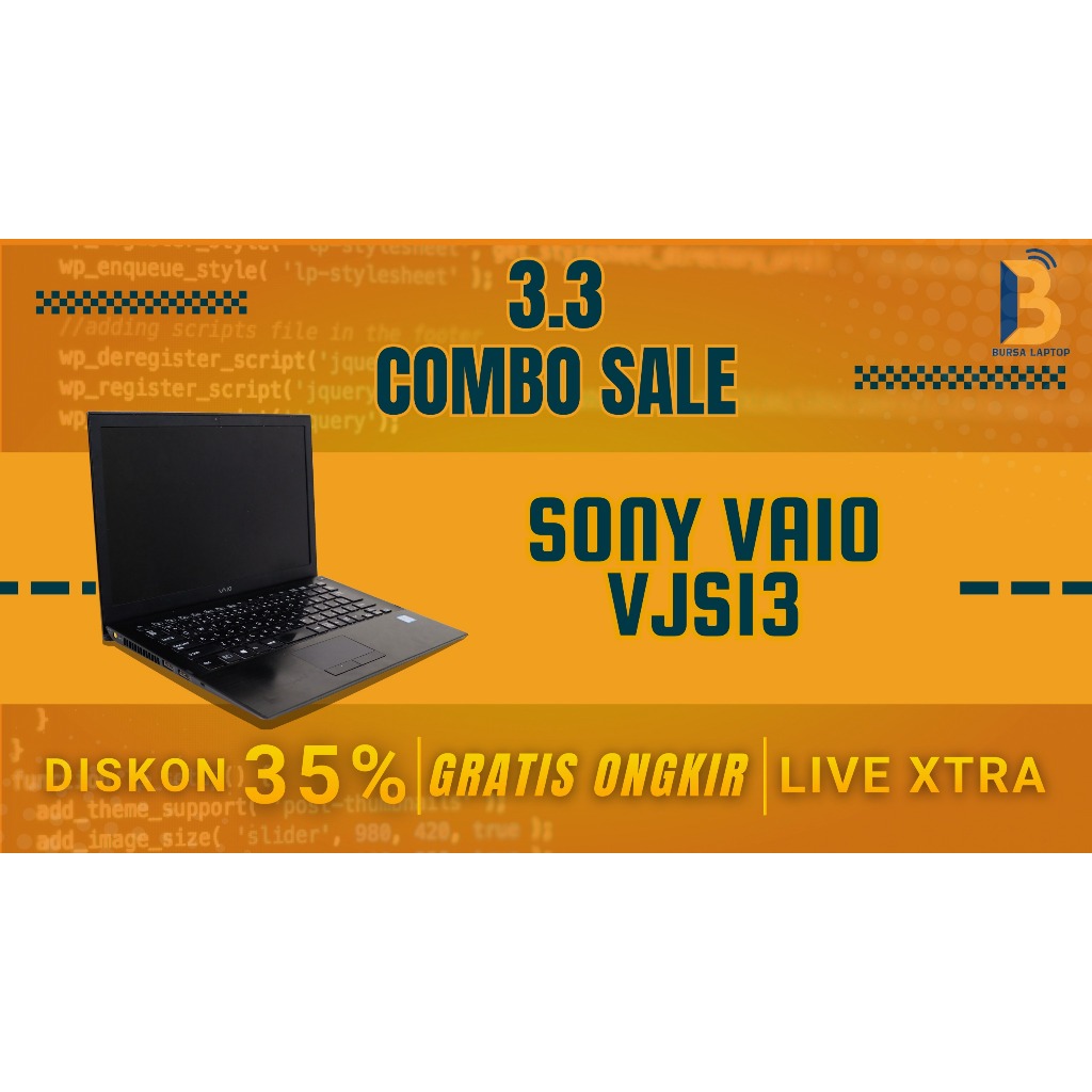 Laptop Sony Vaio vjs131c11n Core I7 gen 6 Ram 16gb Ssd 256gb Murah Bergaransi