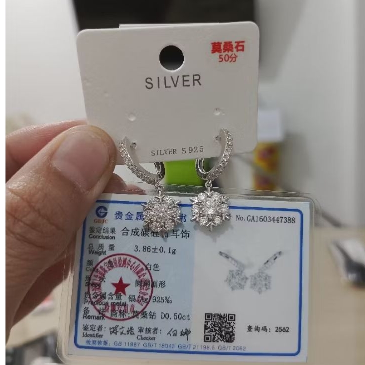 Anting Jepit Moissanite