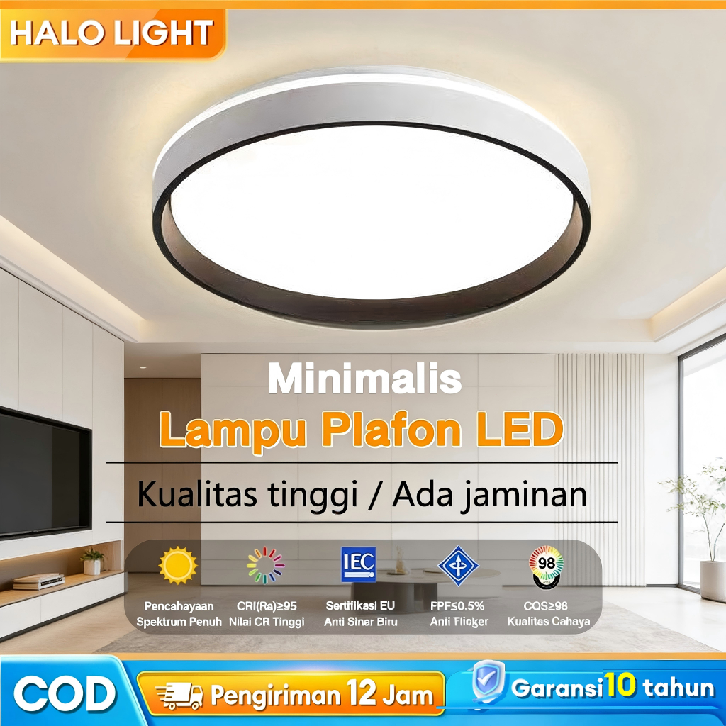 Lampu Plafon Gantung Minimalis Modern Ruang Tamu Kamar Tidur Lampu Plafon PVC LED 3 Warna Dekorasi L
