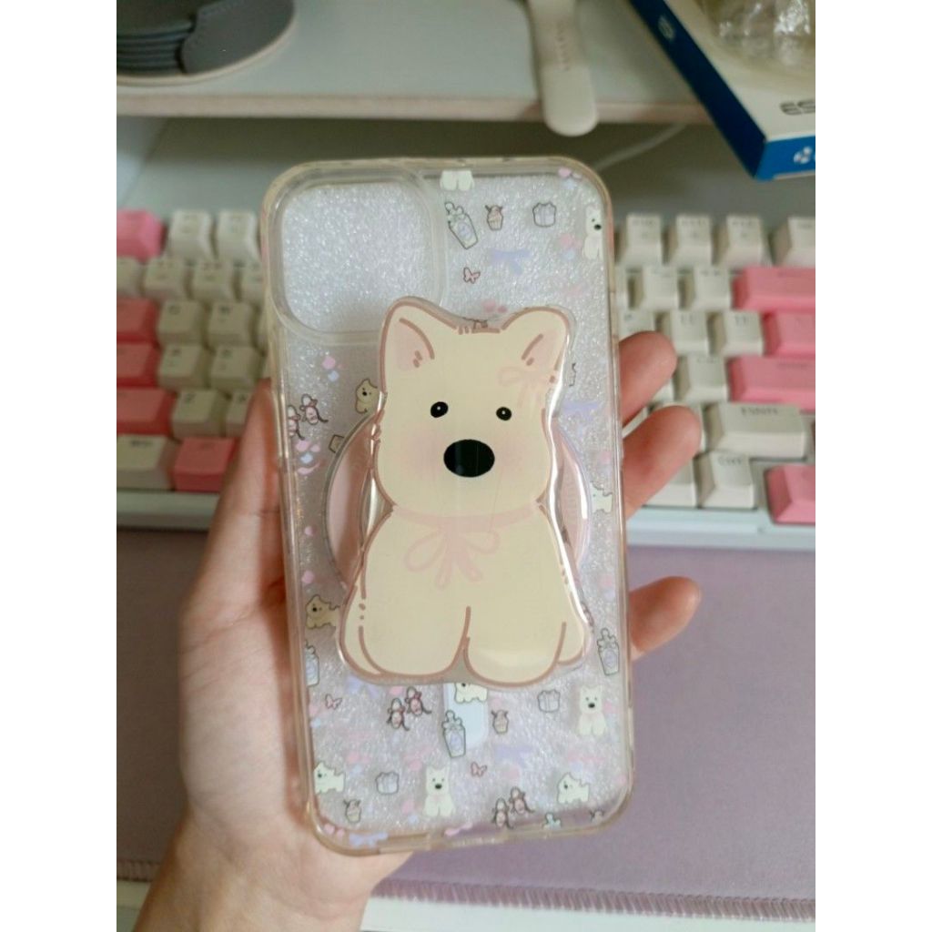 Case Iphone 13 bear miffy kelinci dog lucu soft pastel soft case premium pop socket ESR second bekas