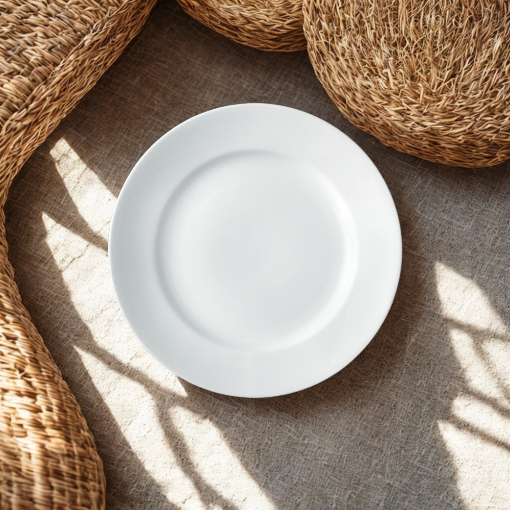 Piring Makan Keramik Stoneware Putih Polos