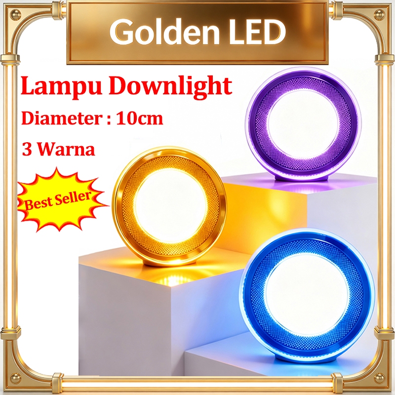5PCS Lampu Downlight LED 3Warna 6W Panel LED Lampu Hias Rumah Light Panel Sangat Terang Golden LED