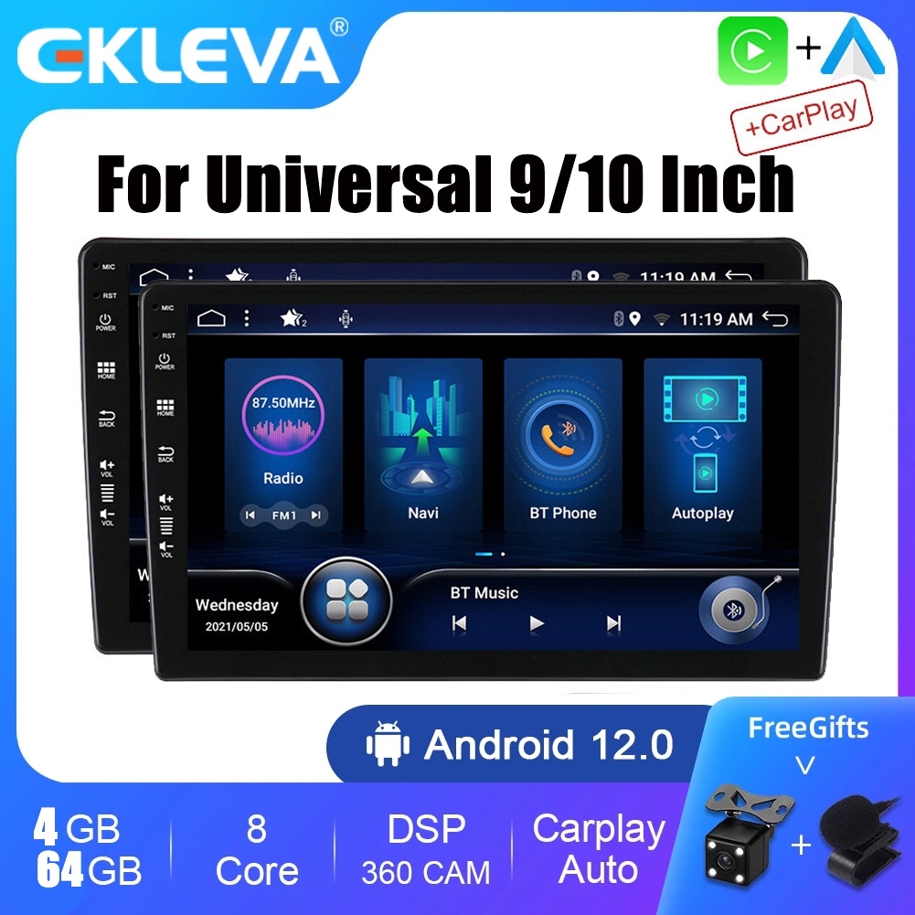 EKLEVA Head Unit Android 12.0 9"/10" Universal Multimedia Mobil GPS WiFi