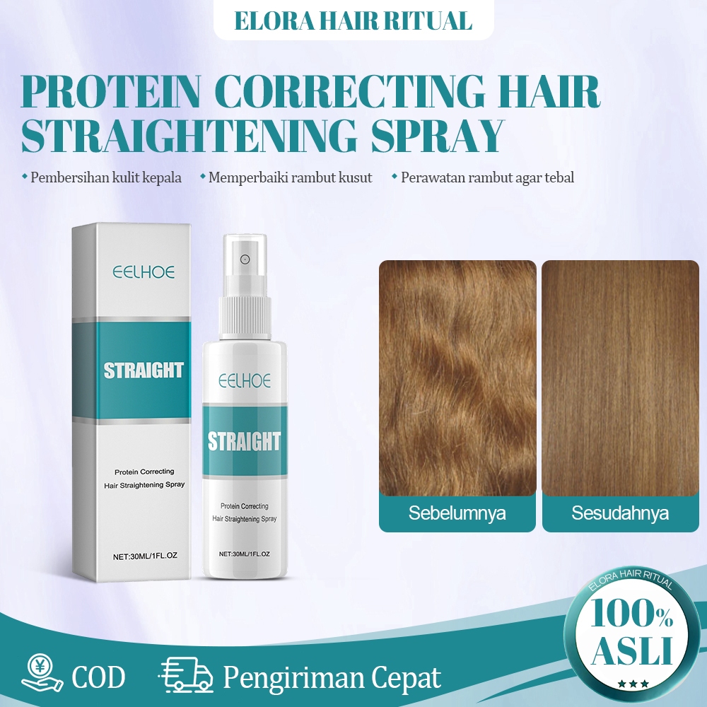 Eelhoe Protein Correcting Hair Straightening Spray 30ml Collagen Smoothing Treatment Perawatan Rambu