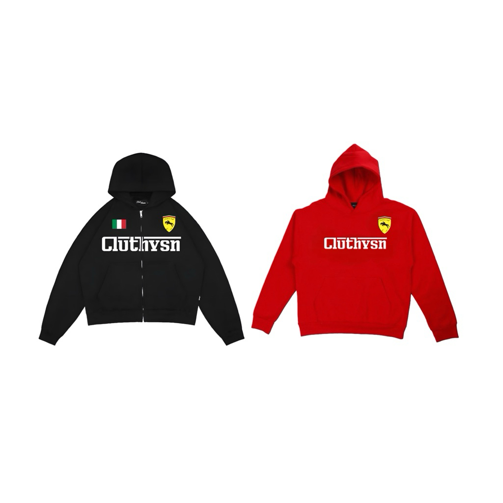 ZIPPER HOODIE OVERSIZED BLACK FERARRI+ HOODIE RED FERARRI