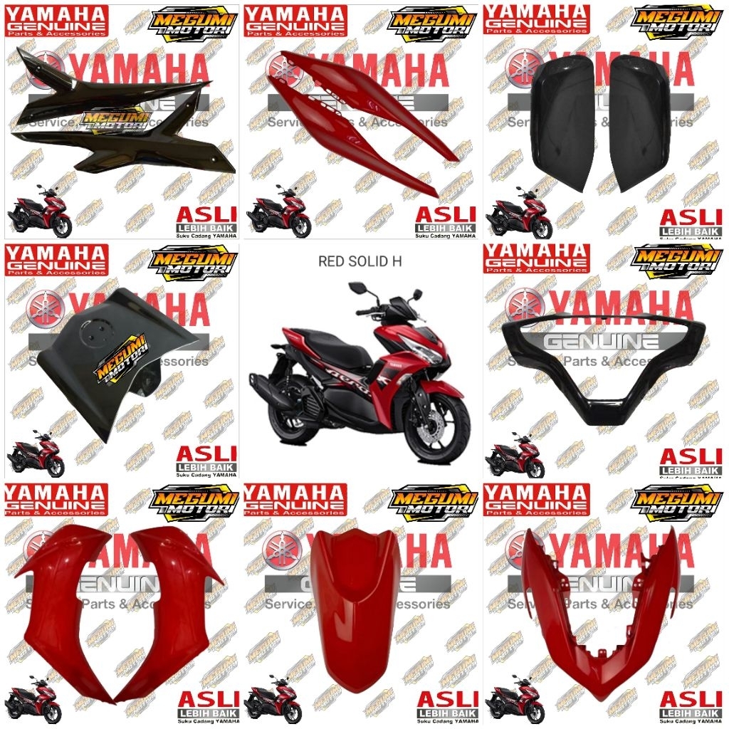 FULL SET COVER BODY HALUS  NEW AEROX 155 CONNECTED MERAH METALIK ORIGINAL YAMAHA BBP
