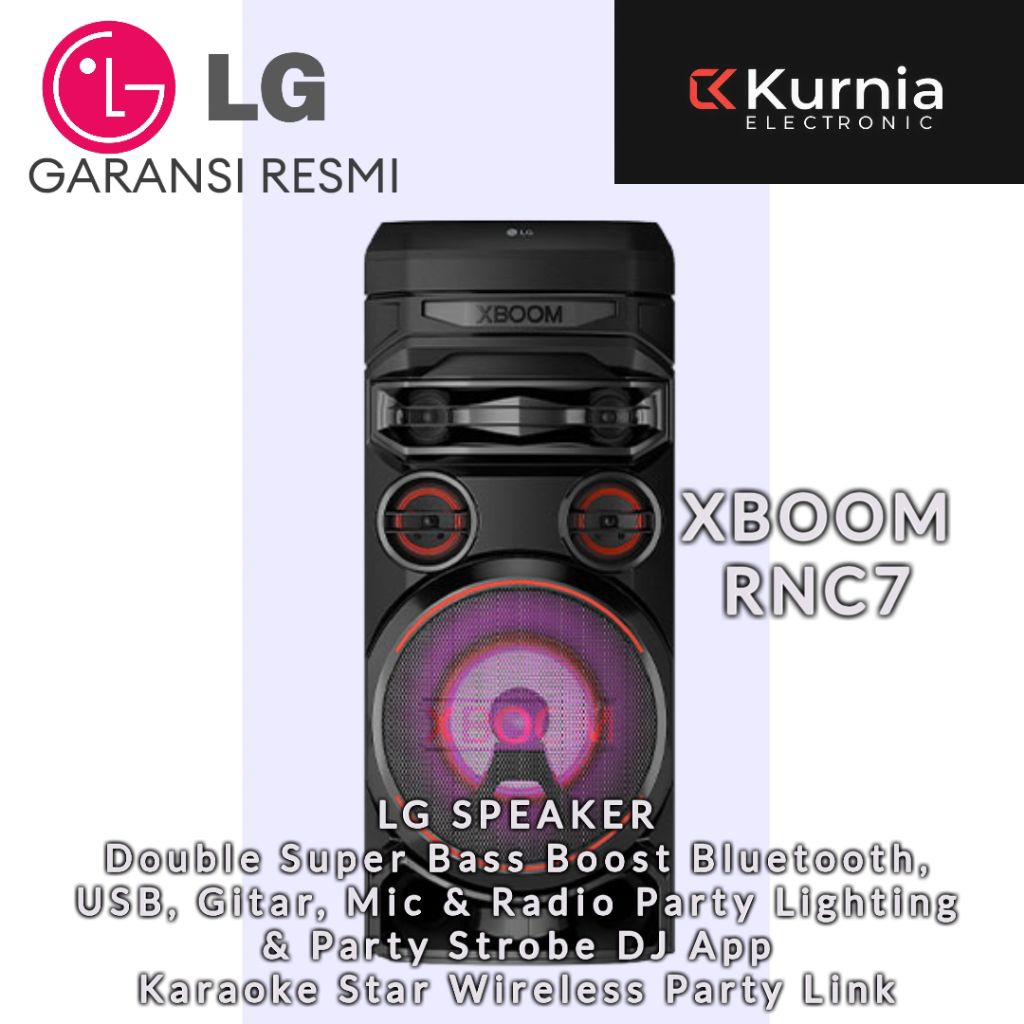 LG XBOOM RNC7 Bluetooth Party Speaker Karaoke Mic/Guitar Radio input