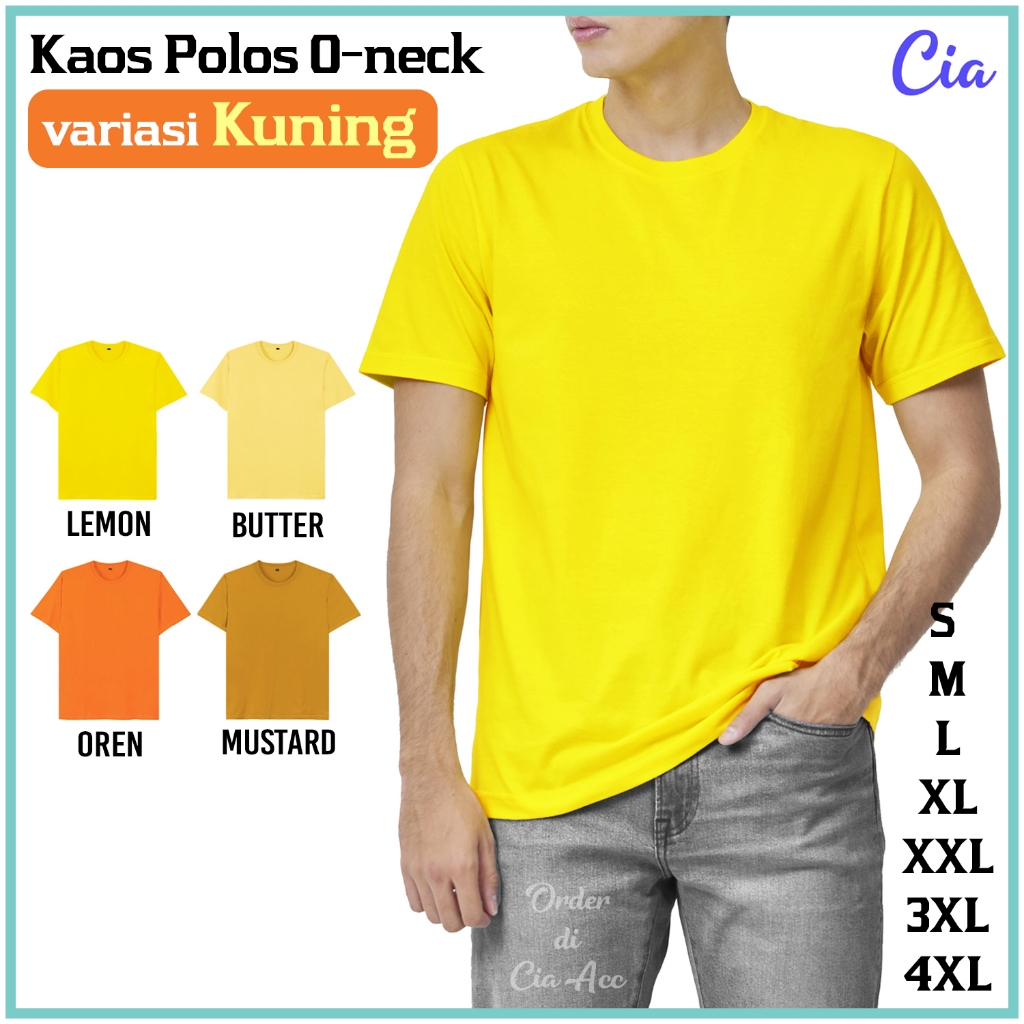 Kaos Polos Variasi KUNING Oneck Cotton Combed 30s Tshirt Basic Pria Lengan Pendek Cowok Katun Warna 