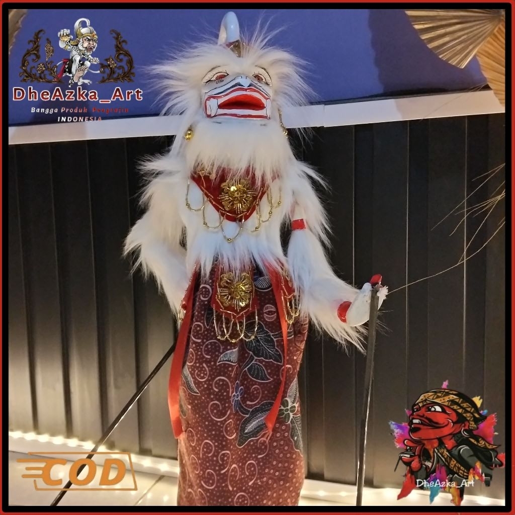 Wayang Golek Hanoman Berbulu Eksklusif – Tinggi ±50 cm + Free Stand/Tatakan